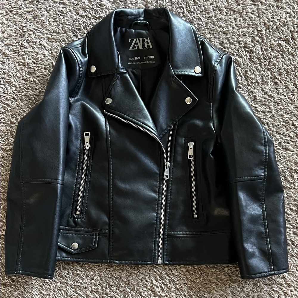 Zara Black Biker Jacket with Silver Accents